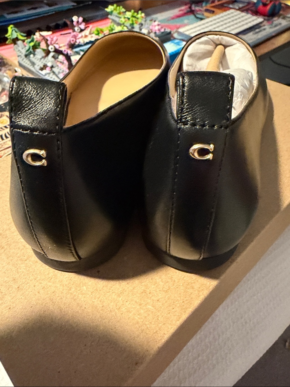 Coach Black Leather Slip-On Ballet Flats - Picture 6 of 8